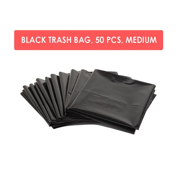 BLACK Trash Bag Garbage Bag 50 pcs (Medium) Heavy Duty Wholesale | HOSPECO