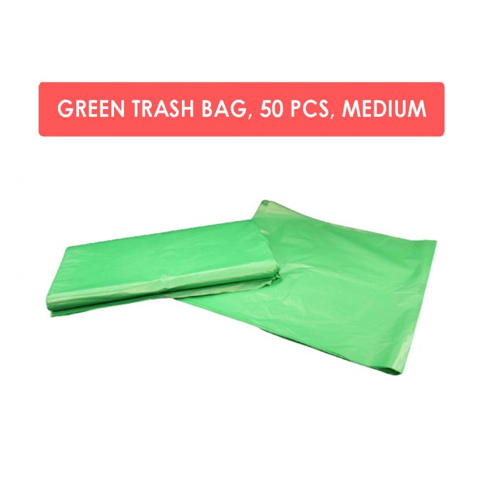 GREEN Trash Bag Garbage Bag 50 pcs (Medium) Heavy Duty Wholesale | HOSPECO
