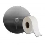 BUNDLE: Stainless Steel Jumbo Roll Tissue Dispenser + 1 Roll of Tissue