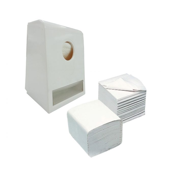 BUNDLE: Tabletop Interleave Pop Up Tissue Dispenser + 1 Pack of Tissue Paper