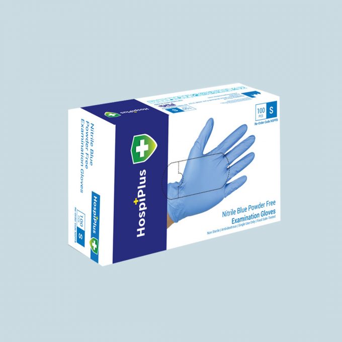 Nitrile Blue Powder Free Examination Gloves 100 pcs / box | Medical Gloves | Cleaning Gloves (S, M, L, XL)