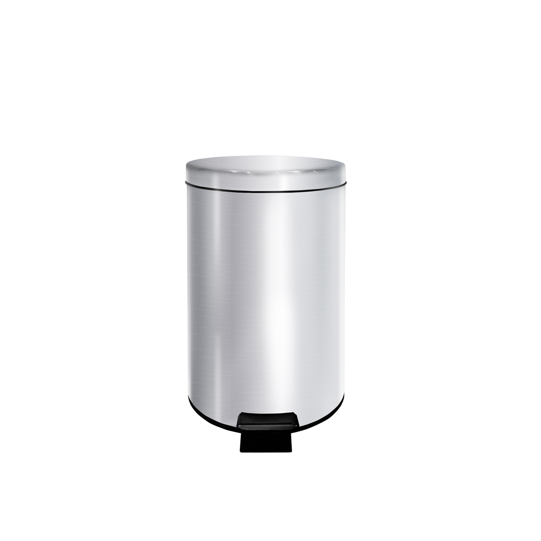 12L Stainless Steel Cylindrical Step Bin Front