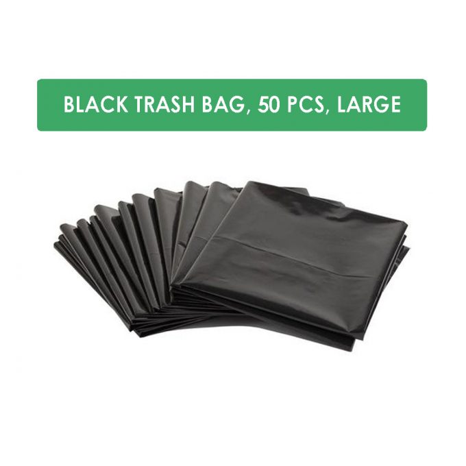 BLACK Trash Bag Garbage Bag 50 pcs (Large) Heavy Duty Wholesale | HOSPECO