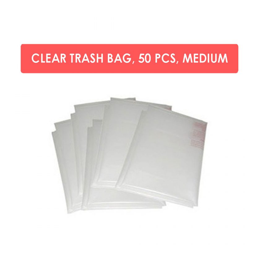 Clear Trash Bag, 50 pcs, Medium