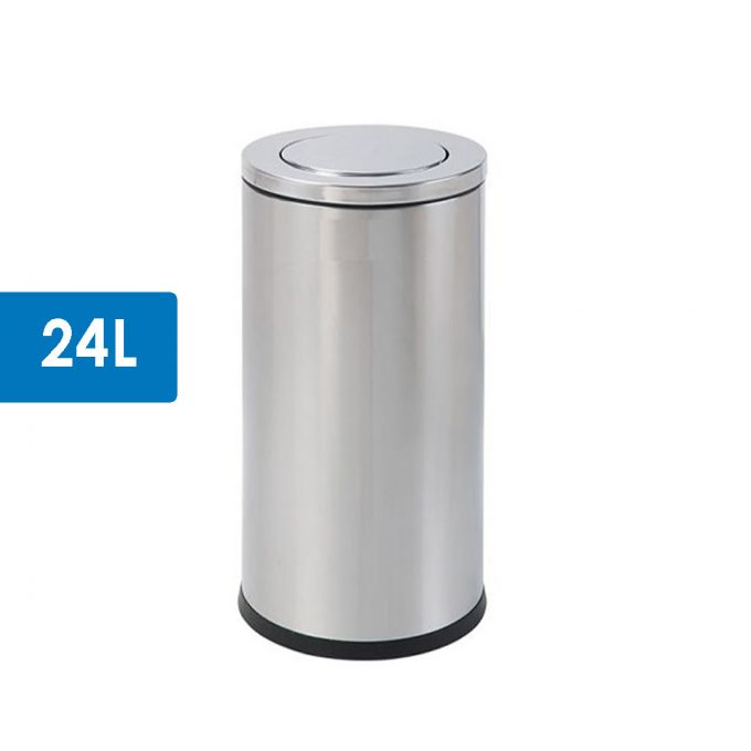 24L Stainless Steel Cylindrical Bin Swing Type | Swing Top Trash Bin | Round Trash Can