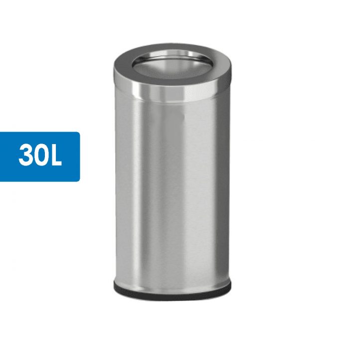 30L Stainless Steel Cylindrical Trash Bin | Slanted Cover Trash Bin | Round Trash Can