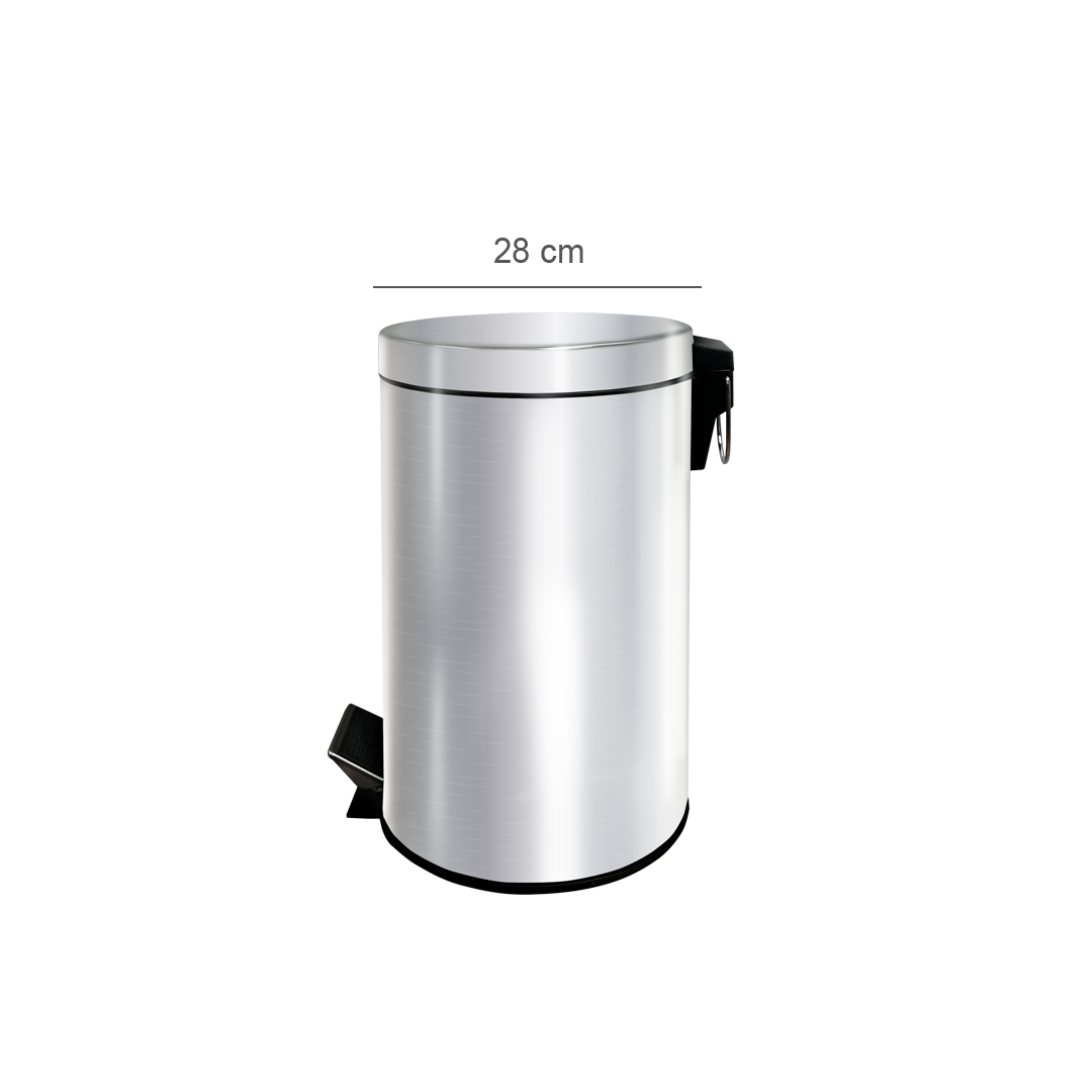 Stainless Steel Cylindrical Step Bin 12L Dimensions 2