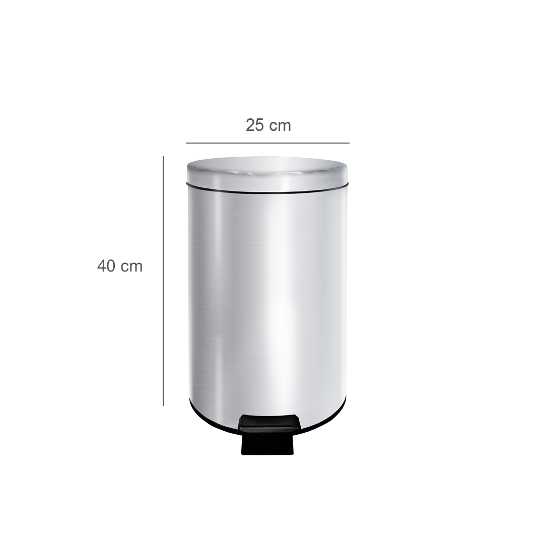 Stainless Steel Cylindrical Step Bin 12L Dimensions