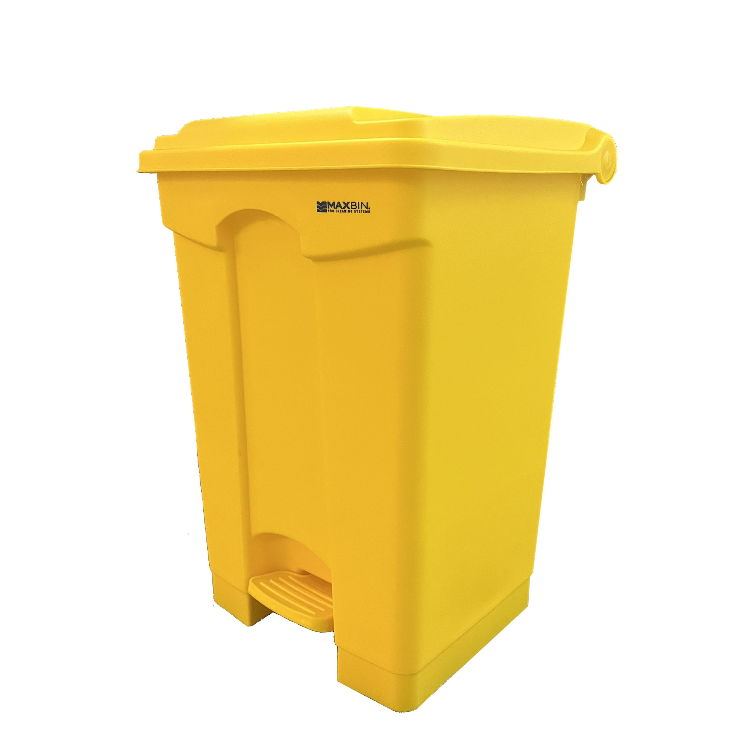 5 MaxBin 45L Heavy Duty Step Bin or Trash Can Yellow Angled