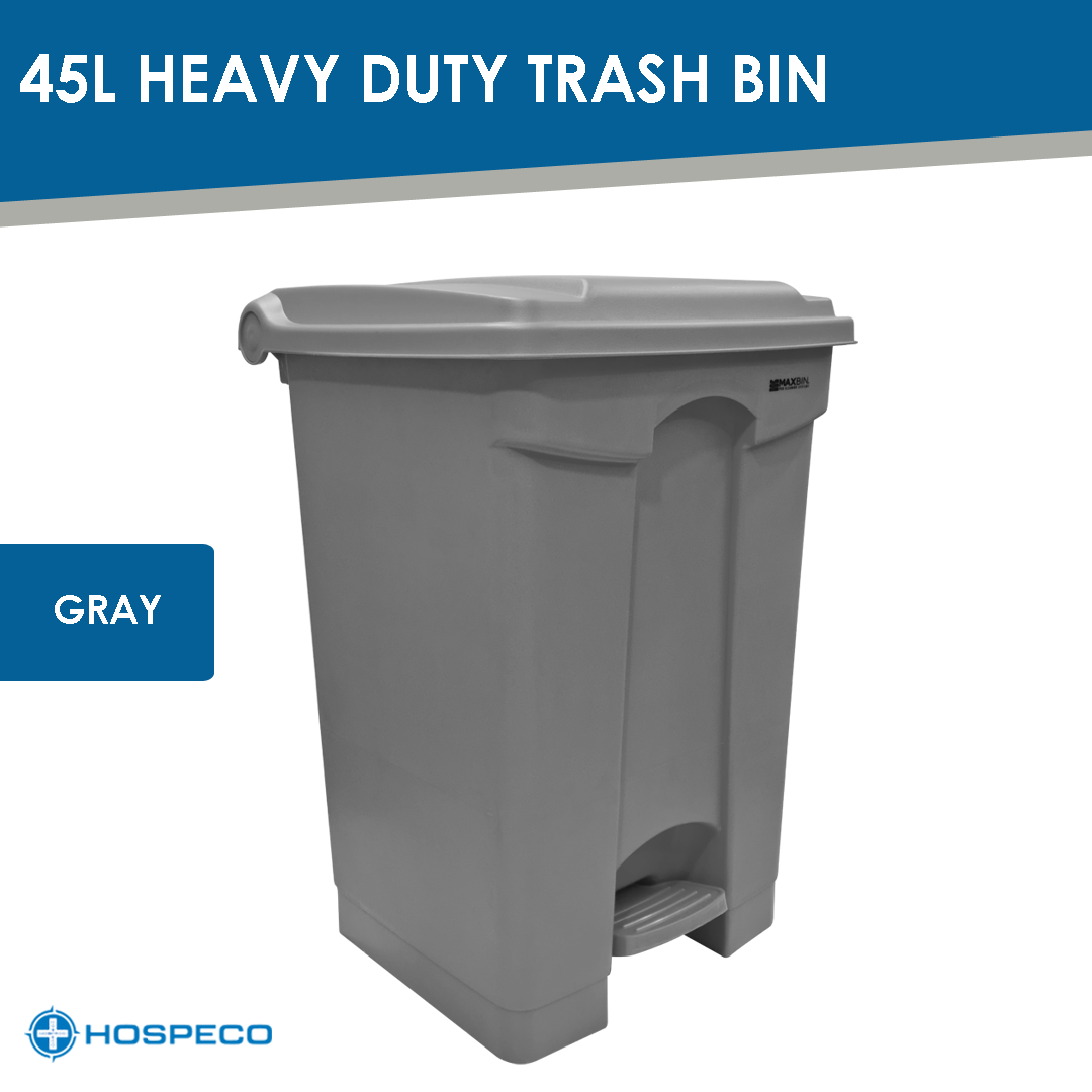 MaxBin Heavy Duty Trash Bin Gray 45L