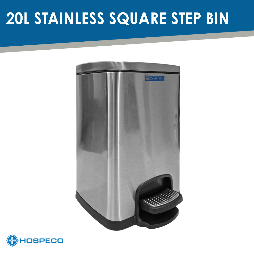 MaxBin Stainless Square Step Bin 20L