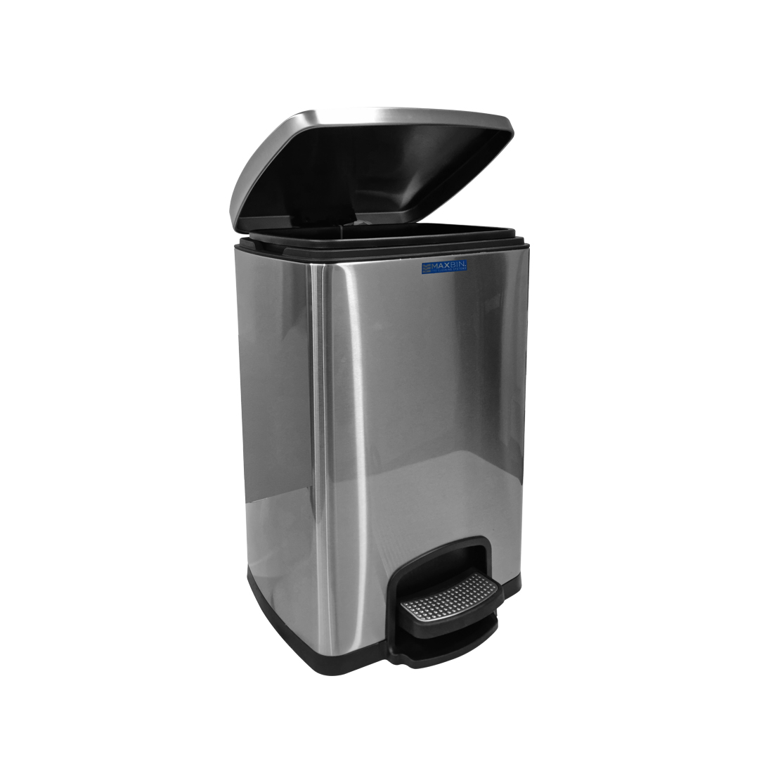 Maxbin-20L-Stainless-square-step-bin-angle-1