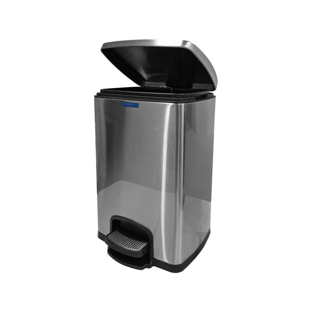 Maxbin-20L-Stainless-square-step-bin-angle-2
