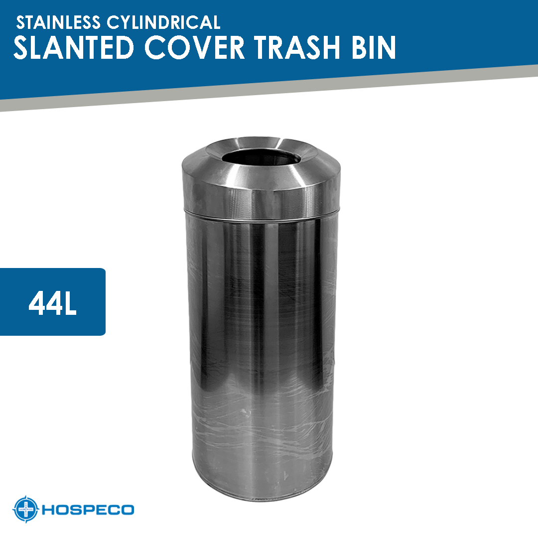 44L Stainless Cylindrical Slanted Cover Trash Bin
