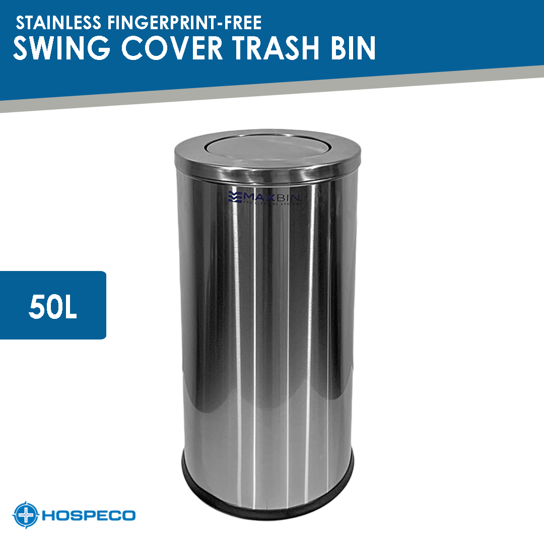 50L Stainless Fingerprint-Free Swing Cover Trash Bin