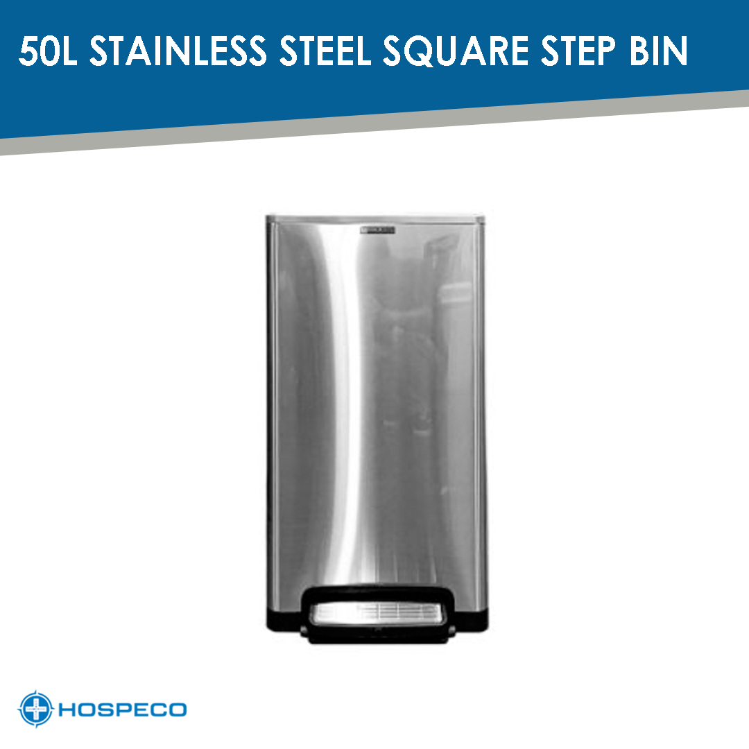 50L STAINLESS STEEL SQUARE STEP BIN