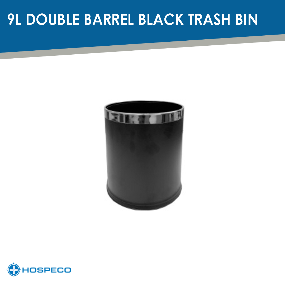 9L double barrel black trash bin