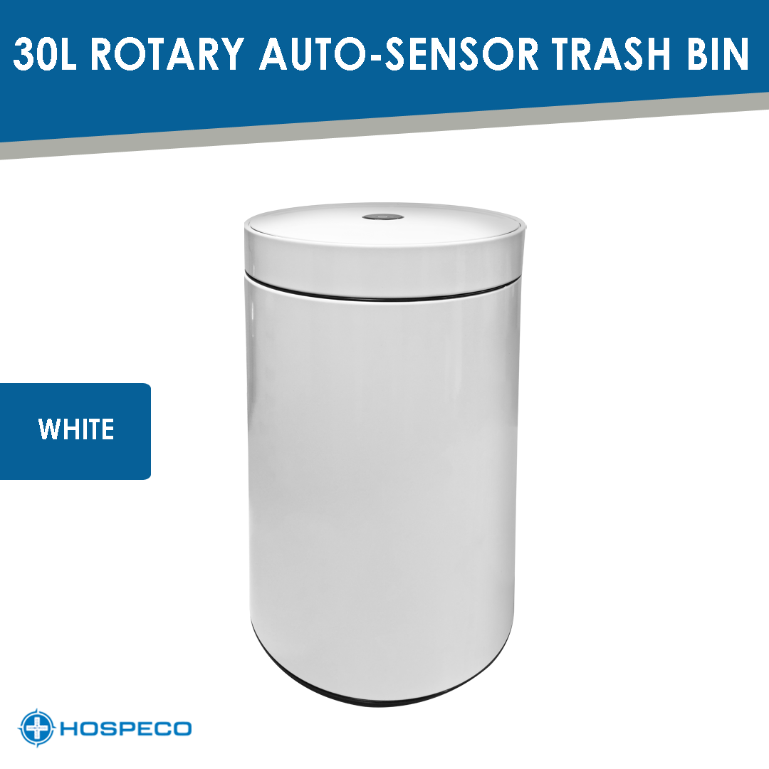 Rotary Automatic Sensor Trash Bin White 30L