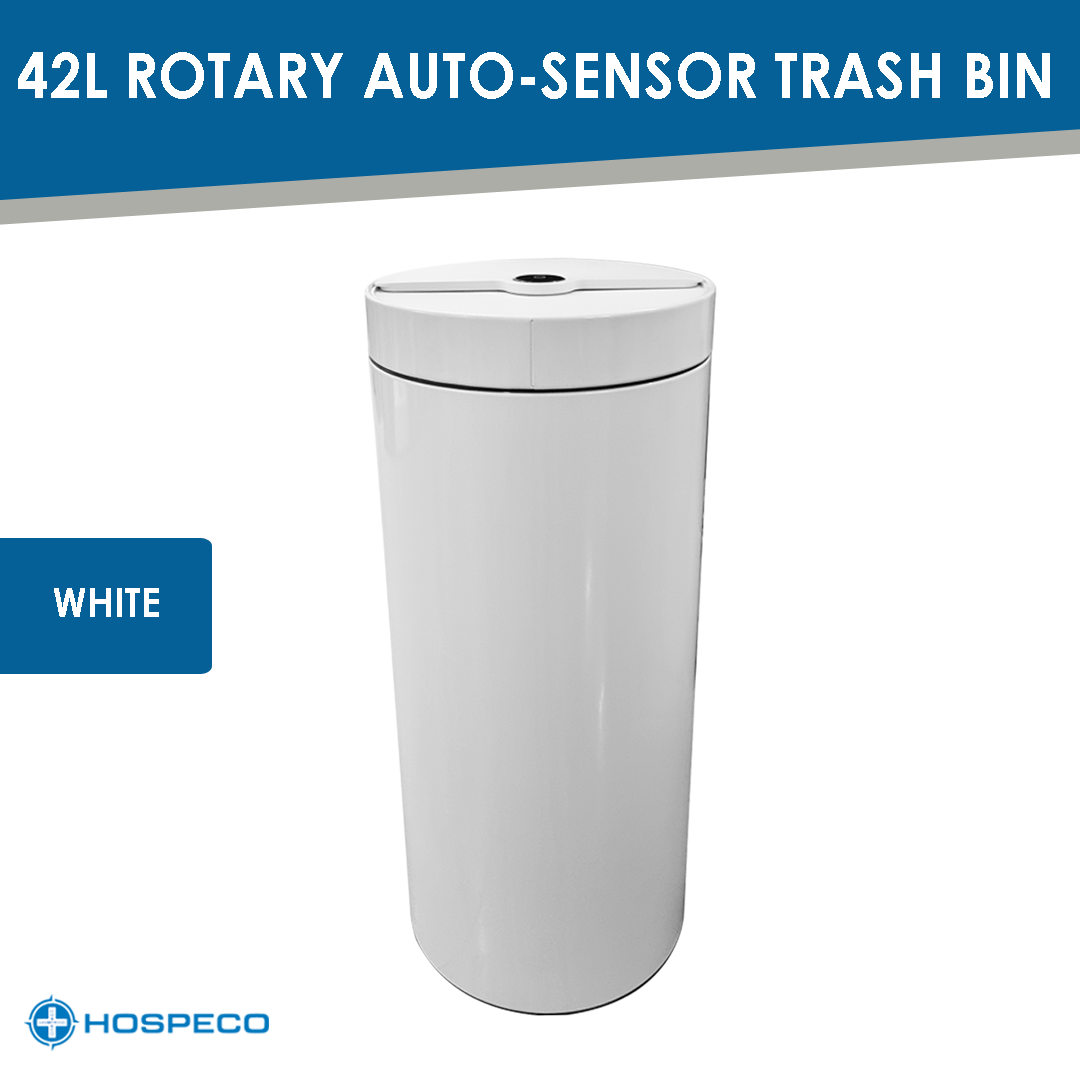 Rotary Automatic Sensor Trash Bin White 42L