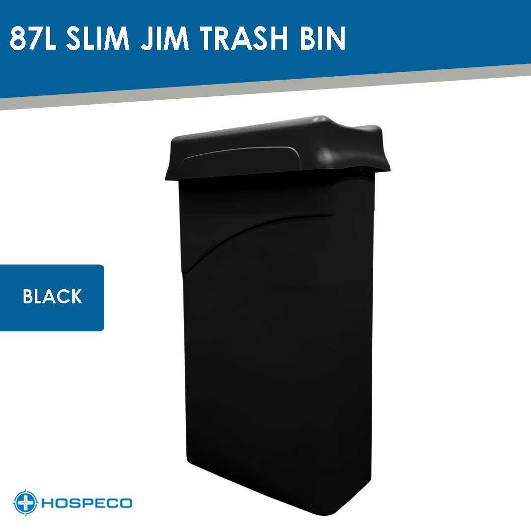 Slim Jim Trash Bin Black 87L