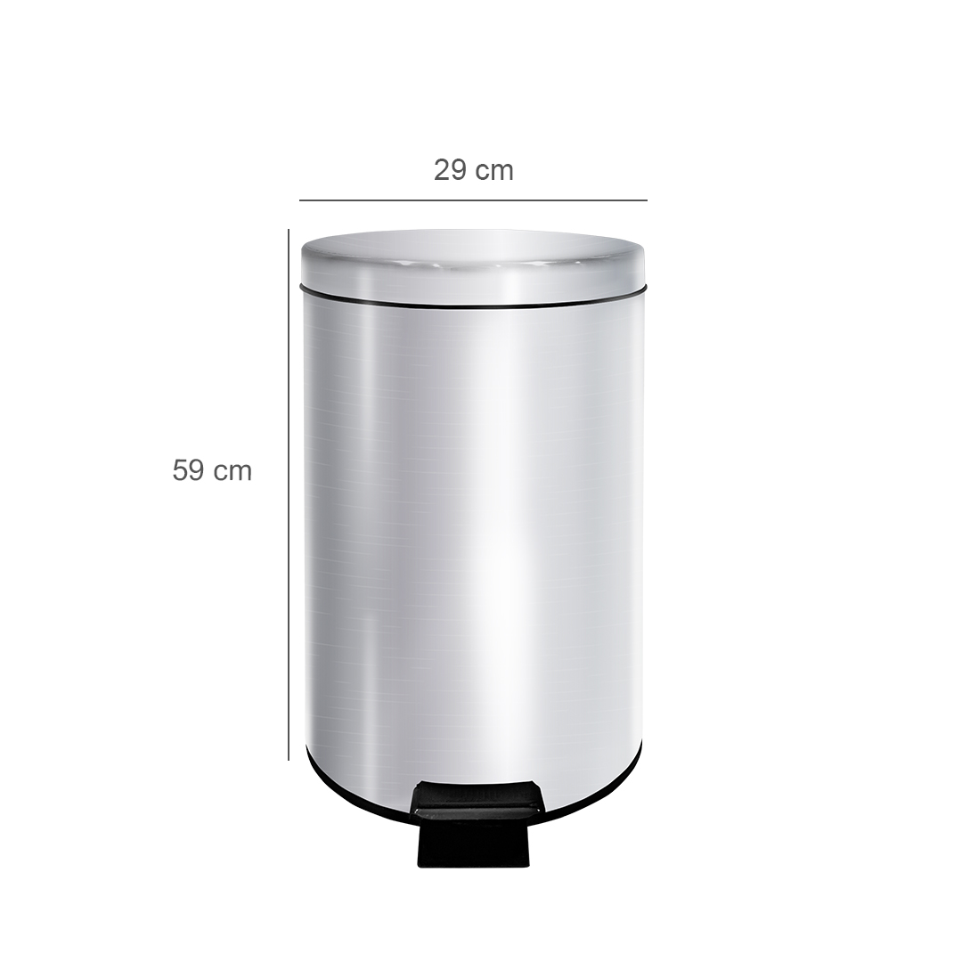 30L Stainless Steel Cylindrical Step Bin Dimension Front