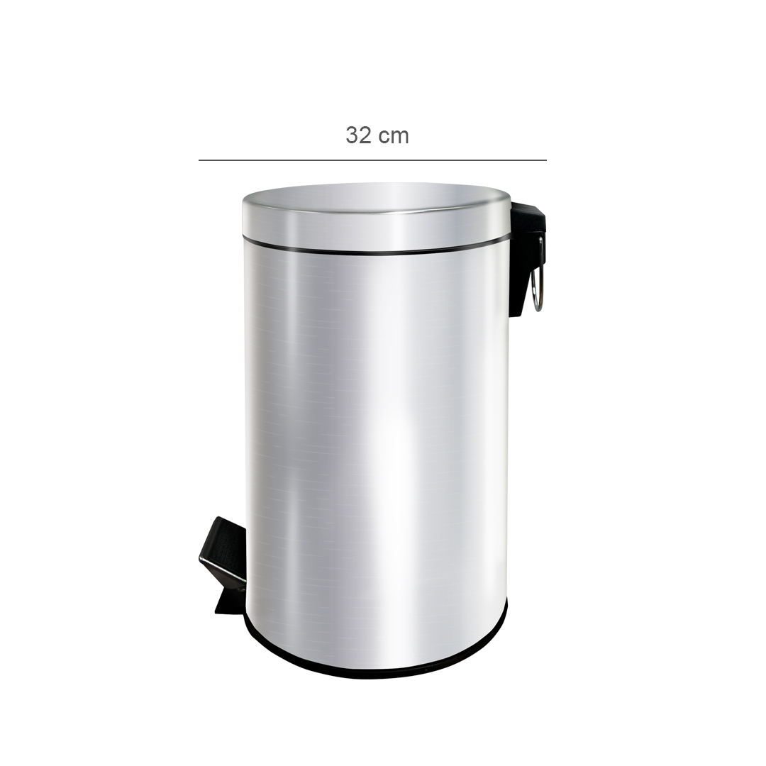 30L Stainless Steel Cylindrical Step Bin Side
