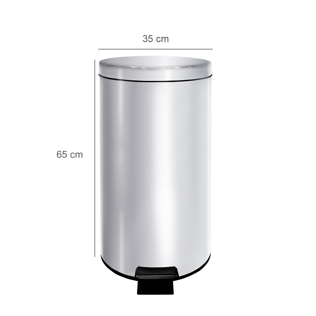 40L Stainless Steel Cylindrical Step Bin Dimensions